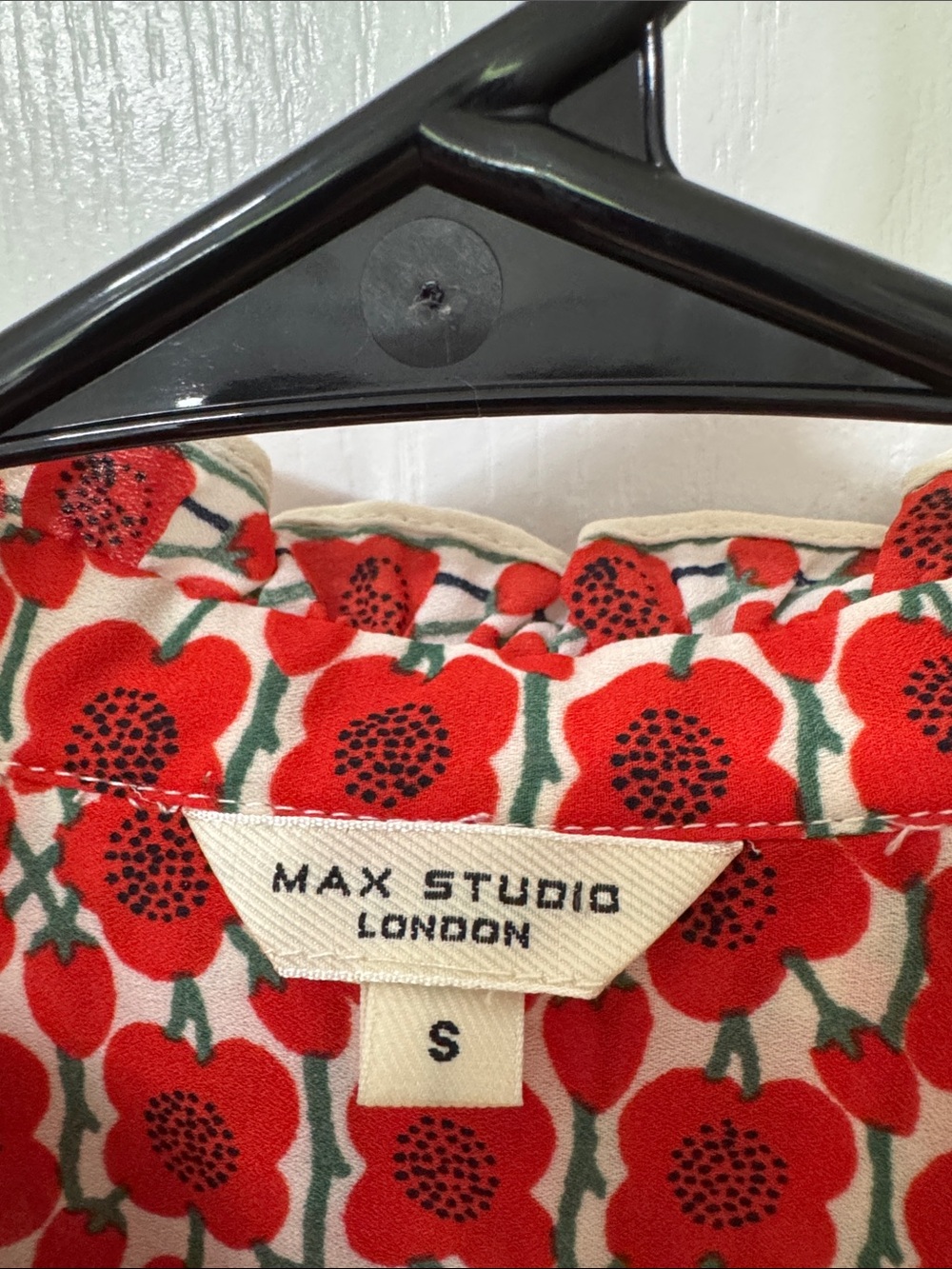 Max Studio Red Floral Smocked Midi Dress with Ruffle Tiers - Picture 2 of 6